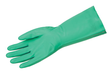 Image of MCR Safety Nitri-Chem Flock Lined Nitrile Gloves, Industrial Grade, 13in Length, 18 mil Thickness, Green, Small, 5337S