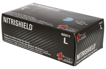 Image of MCR Safety NitriShield Disposable Nitrile Gloves, Powder Free Industrial Food Service Grade, 9in Length, 3 mil in Thickness, Blue, Large, 60011L