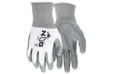 Image of MCR Safety NXG Work Gloves, 10 Gauge Cotton Polyester Shell, Latex Palm and Fingertips, Blue/White, Large, 9680L