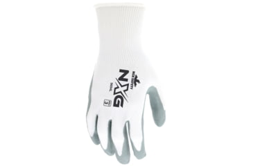 Image of MCR Safety NXG Work Gloves, 15 Gauge Nylon Shell, Air Infused Nitrile Foam Coated Palm and Fingertips, Gray/White, Large, 9694L
