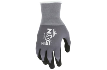 Image of MCR Safety NXG Work Gloves, 15 Gauge Nylon Shell, Nitrile Foam Palm and Fingertips, Black/Gray, Medium, 967315M