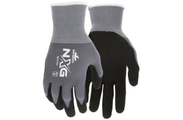 Image of MCR Safety NXG Work Gloves, 15 Gauge Nylon Shell, Nitrile Foam Palm and Fingertips, Black/Gray, Medium, 967315M