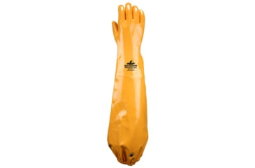 Image of MCR Safety PredaFlex Work Gloves, Shoulder Length Fully Coated with Nitrile, Soft Interlock Liner, Sandy Finish, Yellow, Small, MG9796S