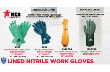 Image of MCR Safety PredaFlex Work Gloves, Shoulder Length Fully Coated with Nitrile, Soft Interlock Liner, Sandy Finish, Yellow, Small, MG9796S