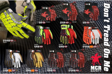 Image of MCR Safety Predator Mechanics Work Gloves, Textured PVC Coated Synthetic Palm, Hi-Vis Spandex Back, Back of Hand Impact Protection, Red/Hi-Vis Lime, XX - Large, PD2901XXL