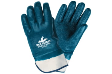 Image of MCR Safety Predator Series Fully Rough Nitrile Coated Work Gloves, Safety Cuff and Jersey Lined, Treated with ActiFresh, Blue, Small, 9761RS