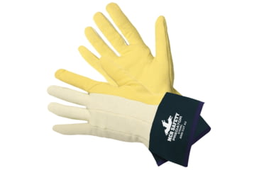 Image of MCR Safety Predator Series Over the Knuckle Nitrile Coated Work Gloves, Palm Reinforced with DuPont Kevlar, Safety Cuff and Jersey Lined, Blue/White, Large, 9760K