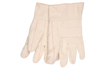 Image of MCR Safety Premium Hot Mill Work Gloves, 36oz Heavy Weight Fabric, 2.5in Band Top, Burlap Lined, Knuckle Strap, Natural, Large, 9136K