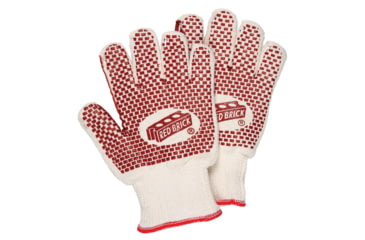 Image of MCR Safety Red Brick Terrycloth Heat Resistant Gloves - Womens, Heavy Weight 2-Ply Construction, Loop-in Terrycloth, Nitrile Blocks on Both Sides, Russet/Natural, Small, 9462K