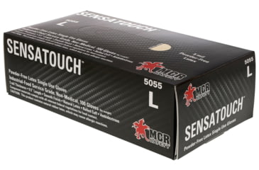 Image of MCR Safety SensaTouch Disposable Latex Gloves, Powder Free Industrial Food Service Grade, 9.5in Length, 5 mil in Thickness, White, X - Large, 5055XL