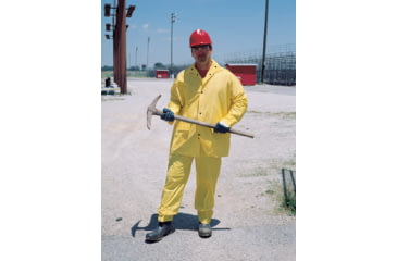 Image of MCR Safety Squall Series 3 Piece Waterproof Rain Suit - Jacket, Detachable Hood and Bib Pants, .20mm PVC Rainwear, Yellow, 4X, O703X4
