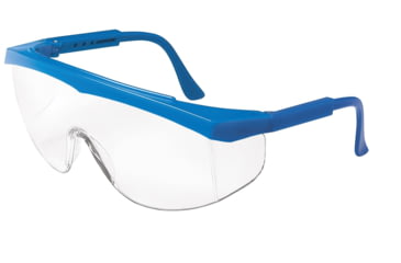 Image of MCR Safety SS120 ST1 Series Safety Glasses, Wrap-Around Lens Design with Built-In Side Shields, Clear Lens/ Blue Frame, One Size, SS120