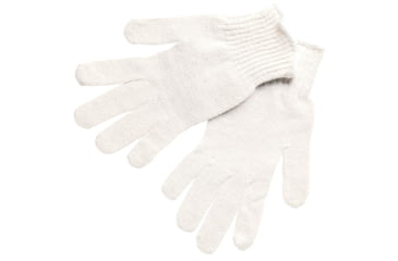 Image of MCR Safety String Knit Work Gloves, 7 Gauge Regular Weight, 70% Cotton/30% Polyester, Hemmed Cuff, Natural/White, Small, 9500S