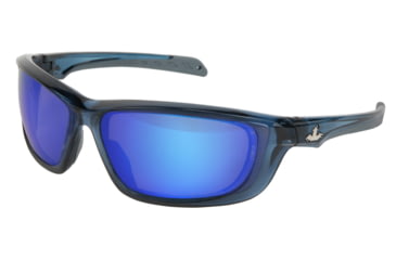 Image of MCR Safety UD128BZDC Swagger UD1 Series Safety Glasses, Co-Injected TPR over Polycarbonate Temples, Blue Diamond Mirror/ Gray Blue Frame, One Size, UD128BZDC