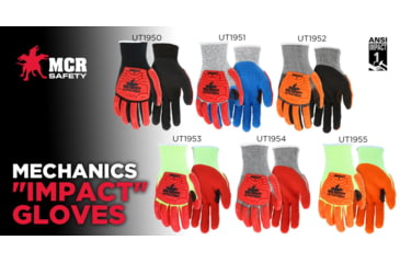 Image of MCR Safety UltraTech Mechanics Gloves, Cut Pro 13 Gauge HyperMax Shell with Latex Palm and Fingertips Coating, Blue/Salt and Pepper, X - Large, UT1951XL