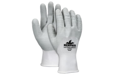 Image of MCR Safety UltraTech Work Gloves, 13 Gauge Nylon Shell, Gray/White, Large, 9698L