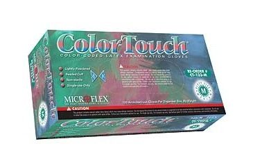Image of Microflex Gloves Latex Green Med PK100 CT-133-M