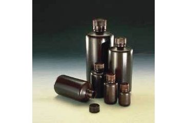 Image of Nalge Nunc Boston Round Bottles, Amber, High-Density Polyethylene, Narrow Mouth, NALGENE 2004-0004
