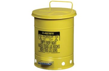 Image of Justrite 6 Gallon Yellow Oily Waste Can 400-09101, Unit EA