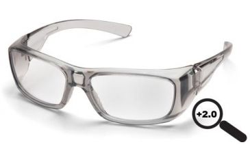 Image of Pyramex Emerge Safety Glasses, Gray Frame/Cler +2.0 Lens SG7910D20