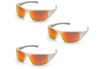 Image of Pyramex Goliath Safety Glasses,White Frame, Sky Red Mirror Lens, Pack of 3