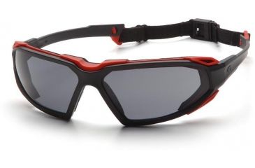 Image of Pyramex Highlander Safety Glasses - Gray Anti-Fog Lens, Black-Red Frame SBR5020DT