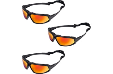 Image of Pyramex Highlander Safety Glasses - Sky Red Mirror Anti-Fog Lens, Black Frame, Pack of 3