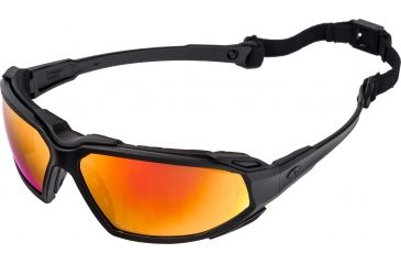 Image of Pyramex Highlander Safety Glasses - Sky Red Mirror Anti-Fog Lens, Black Frame SBB5055DT