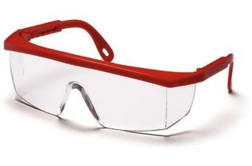 Image of Pyramex Integra Safety Glasses - Clear Lens, Red Frame SR410S