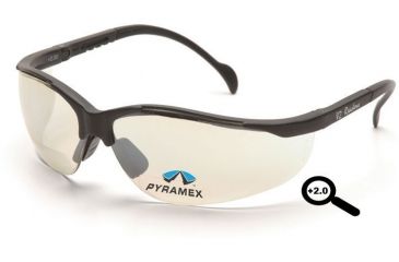 Image of Pyramex V2 Readers Eyewear - Indoor/Outdoor Mirror + 2.0 Lens, Black Frame SB1880R20