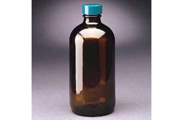 Image of Qorpak Boston Round Bottles, Amber, Narrow Mouth, Qorpak 7719D With 14B Rubber-Lined Black Phenolic Cap*