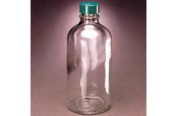 Image of Qorpak Boston Round Bottles, Narrow Mouth, Qorpak 7709 With Pulp/Vinyl-Lined Black Phenolic Cap