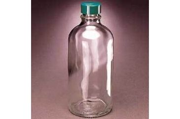 Image of Qorpak Boston Round Bottles, Narrow Mouth, Qorpak 7713 With Pulp/Vinyl-Lined Black Phenolic Cap