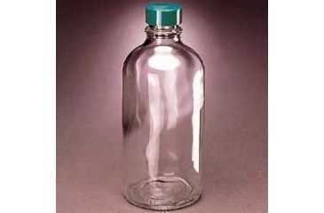 Image of Qorpak Boston Round Bottles, Narrow Mouth, Qorpak 7910 With Fluoropolymer Resin-Lined Green Thermoset Cap