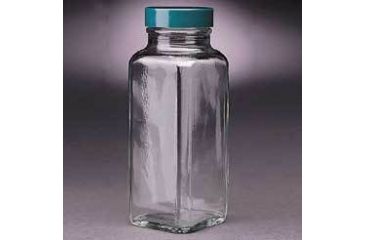 Image of Qorpak French Square Bottles, Wide Mouth, Qorpak 7701A With Tinfoil-Lined Black Phenolic Cap