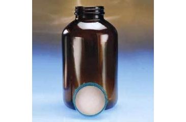 Image of Qorpak Wide-Mouth Bottles, Amber Glass, V I, with Caps, Qorpak 7838T With Fluoropolymer Resin-Lined Green Thermoset Caps