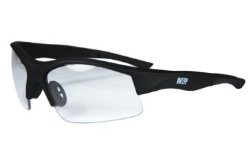 Image of Radians M&amp;P MP104 Shooting Glasses Clear Lens Black Half Frame Rubberized With Zippered Case