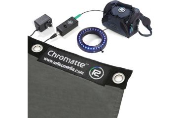 Image of Reflecmedia 12ft x 7ft Chromatte Curtain with Medium Green LiteRing Kit RM-1121WMG