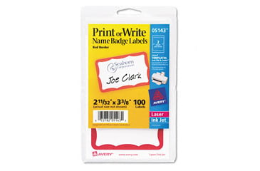 Image of United Stationers Badge Name Plain Wht Brdr AVE5147, Unit PK