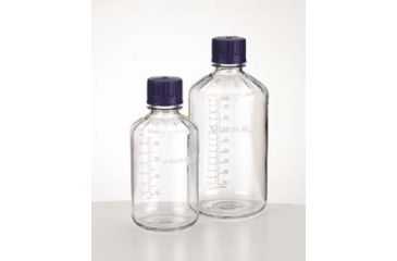 Image of VWR Boston Round Lab/Media Bottles, Polycarbonate, Graduated WPC1000 Wide Mouth, Clear