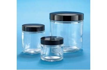 Image of VWR Clear Glass Jars, Wide Mouth VW5413289C24 Bulk Packs With Unattached Caps In Bags