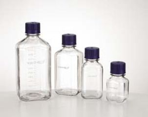 Image of VWR Square Media Bottles, Polycarbonate, Graduated BPA0125 Amber