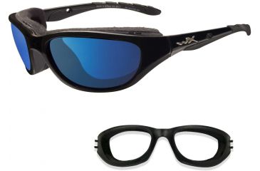 Image of Wiley X Air Rage Sunglasses - Polarized Blue Mirror Lens/Gloss Black Frame 698