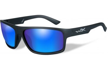 Image of Wiley X Peak Sunglasses,Matte Black Frame,Polarized Blue Mirror Lens WXACPEA09