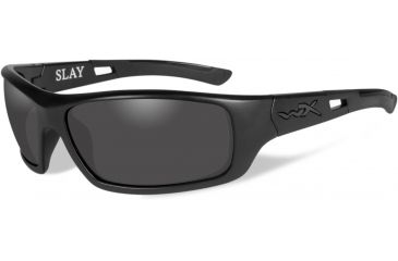 Image of Wiley X Slay Black OPS Tactical Sunglasses - Smoke Grey Lens / Matte Black Frame ACSLA01