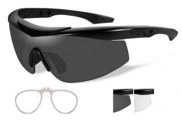 Image of Wiley X Talon Sunglasses-Matte Black Frame-Smoke Grey-Clear Lens-RX Insert CHTLN1RX