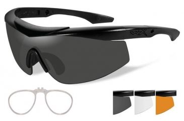 Image of Wiley X Talon Sunglasses,Matte Black Frame,Smoke Grey,Clear,Light Rust Lenses,RX Insert CHTLN2RX