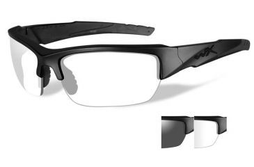 Image of Wiley X Valor Sunglasses-Matte Black Frame-Smoke Grey-Clear Lens CHVAL07