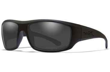 Image of Wiley X WX Omega Sunglasses, Matte Black Frame, Captivate Pol Grey Lenses, ACOME08