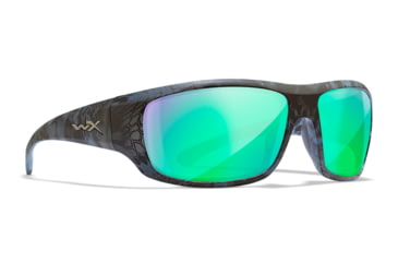 Image of Wiley X WX Omega Sunglasses, Kryptek Neptune Frame, Captivate Pol Green Mirror Lenses, ACOME13